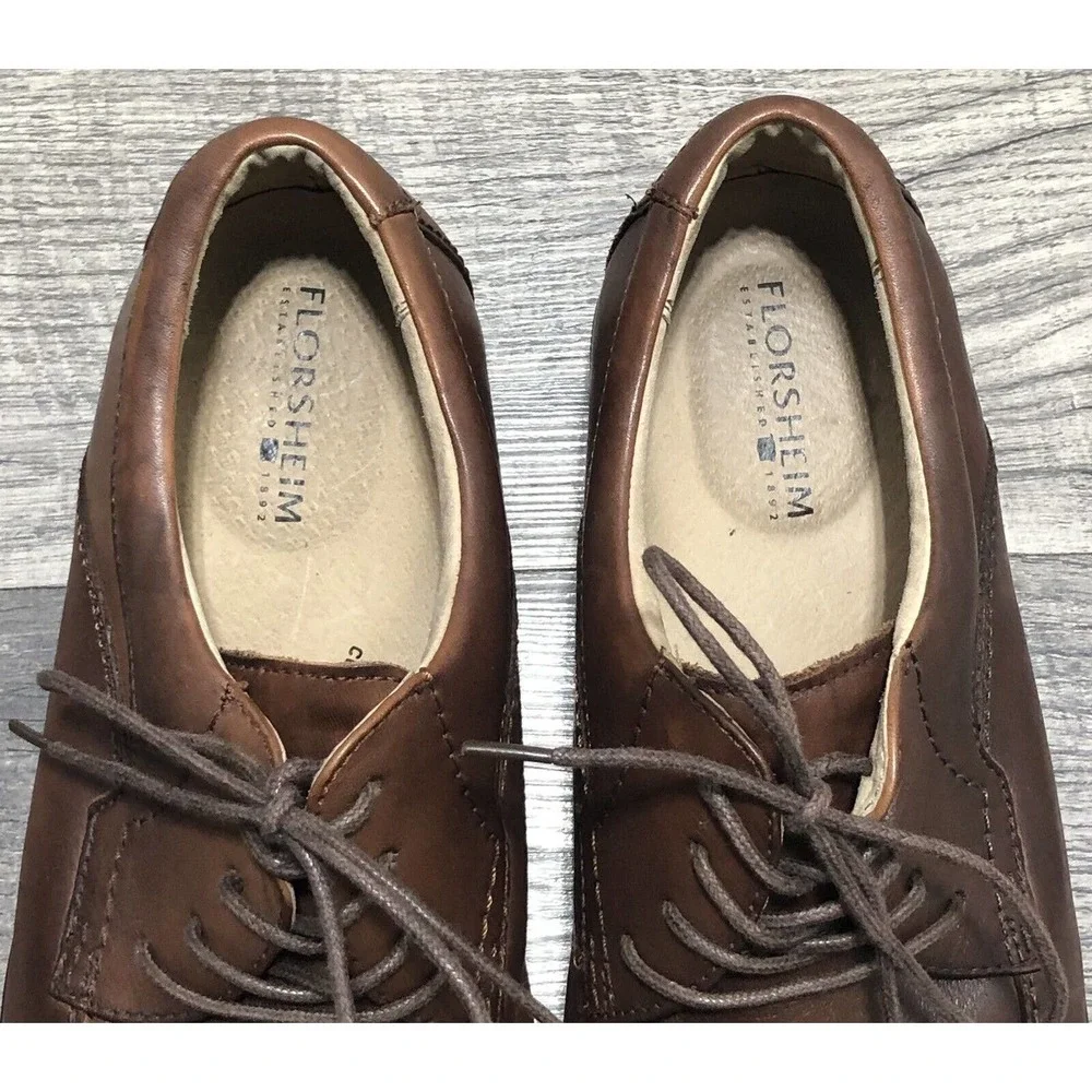 Florsheim Men's Oxford Brown Leather Dress Shoes Loafers Lace Up Tie Size 9D - Picture 4 of 8
